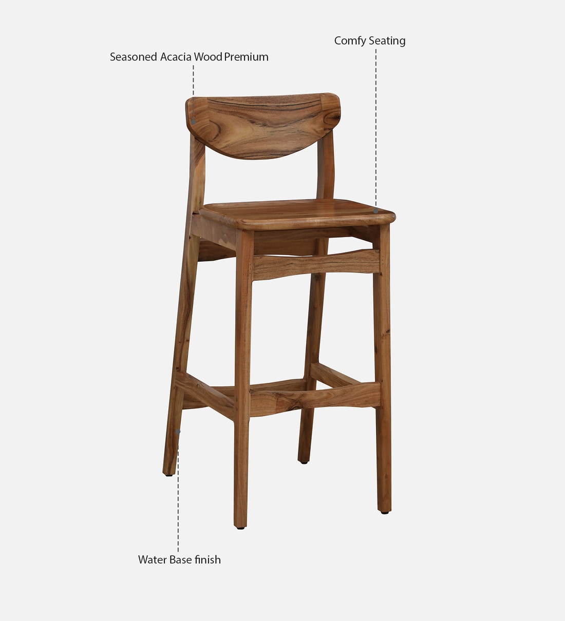 Buy Kylie Acacia Wood Bar Chair In Natural Finish at 2% OFF by