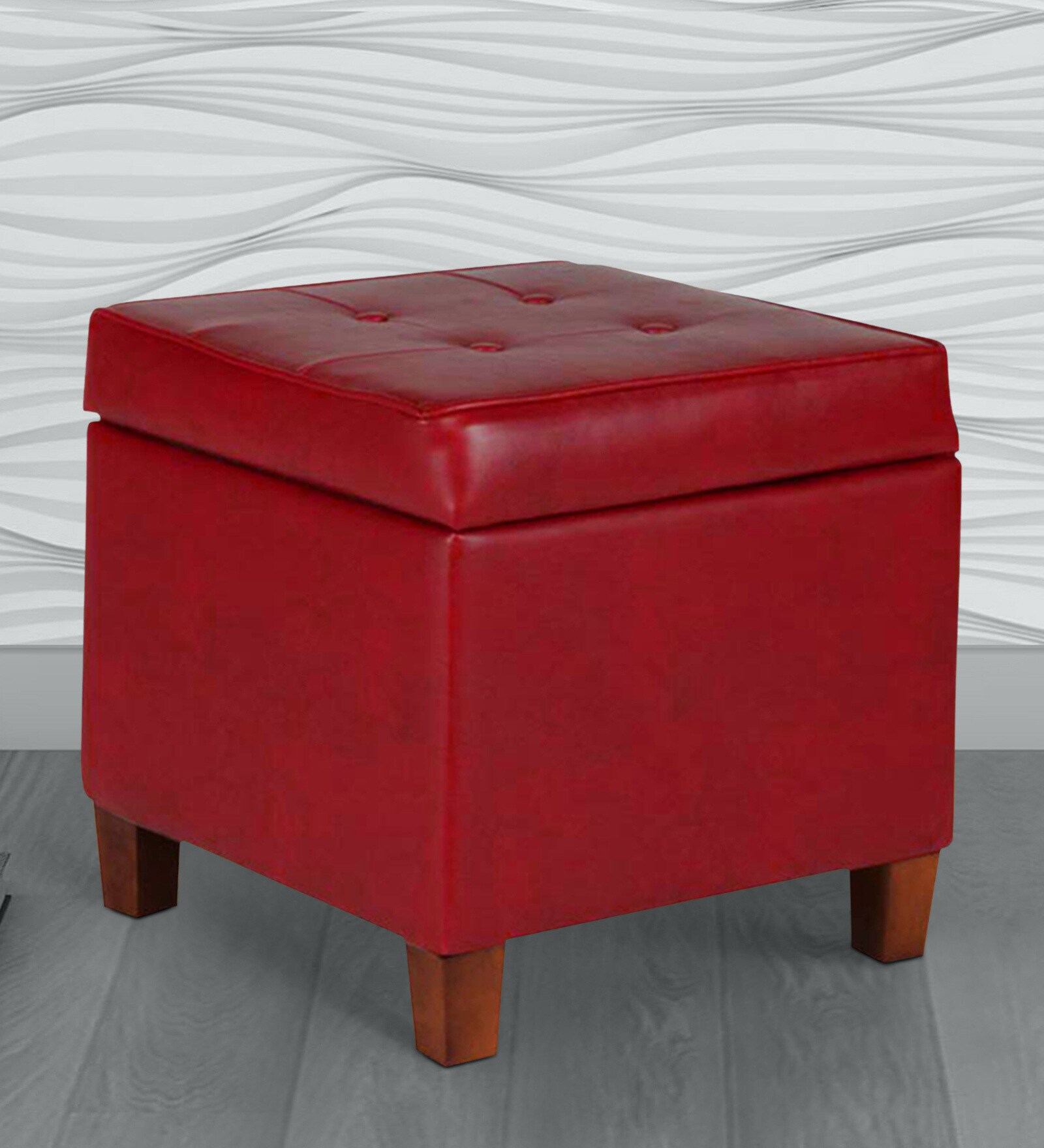 Buy Kyala Ottoman in Red Colour by Furniturstation Online Ottomans