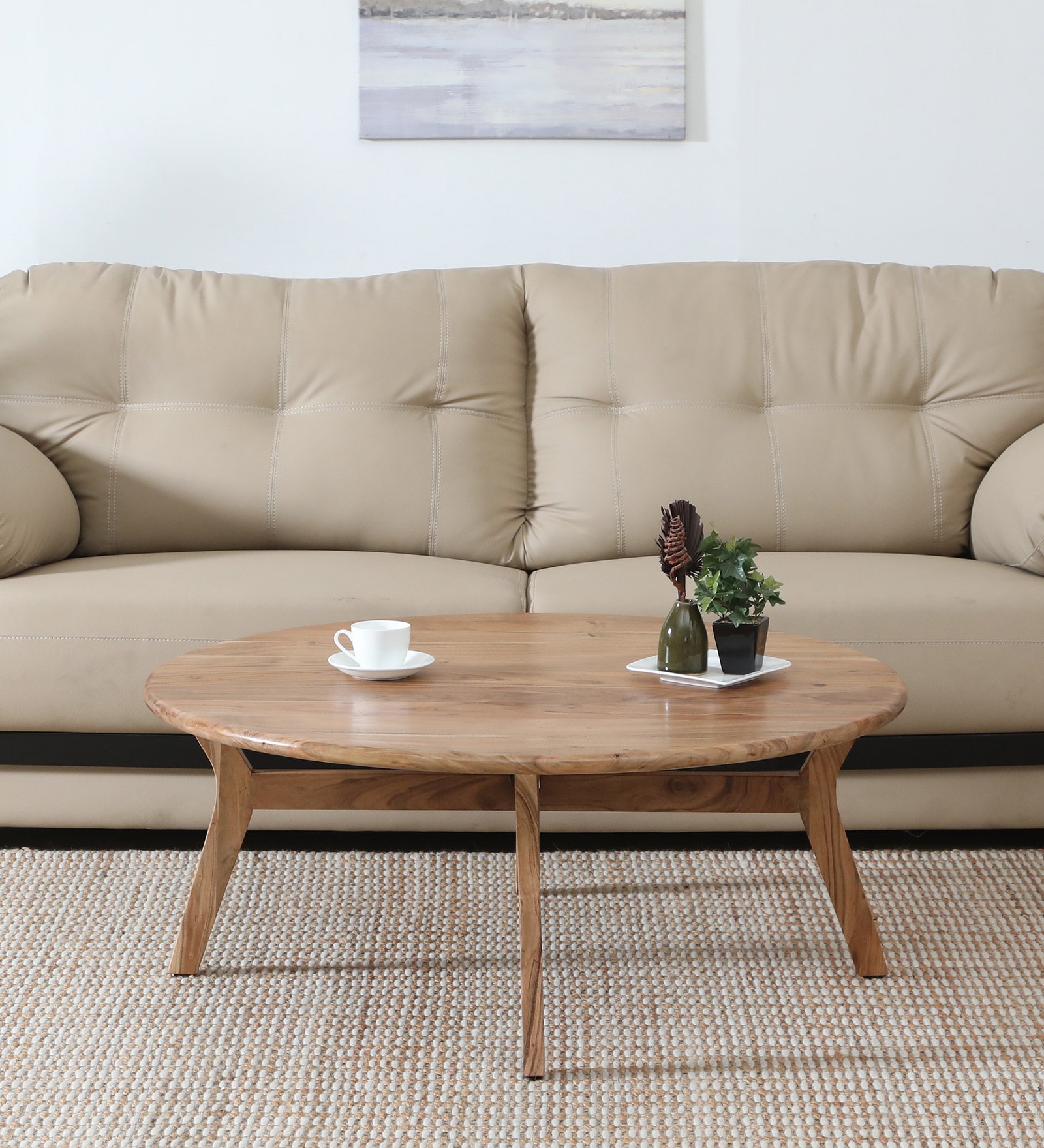 Kylie Acacia Wood Large Coffee Table In Natural Finish