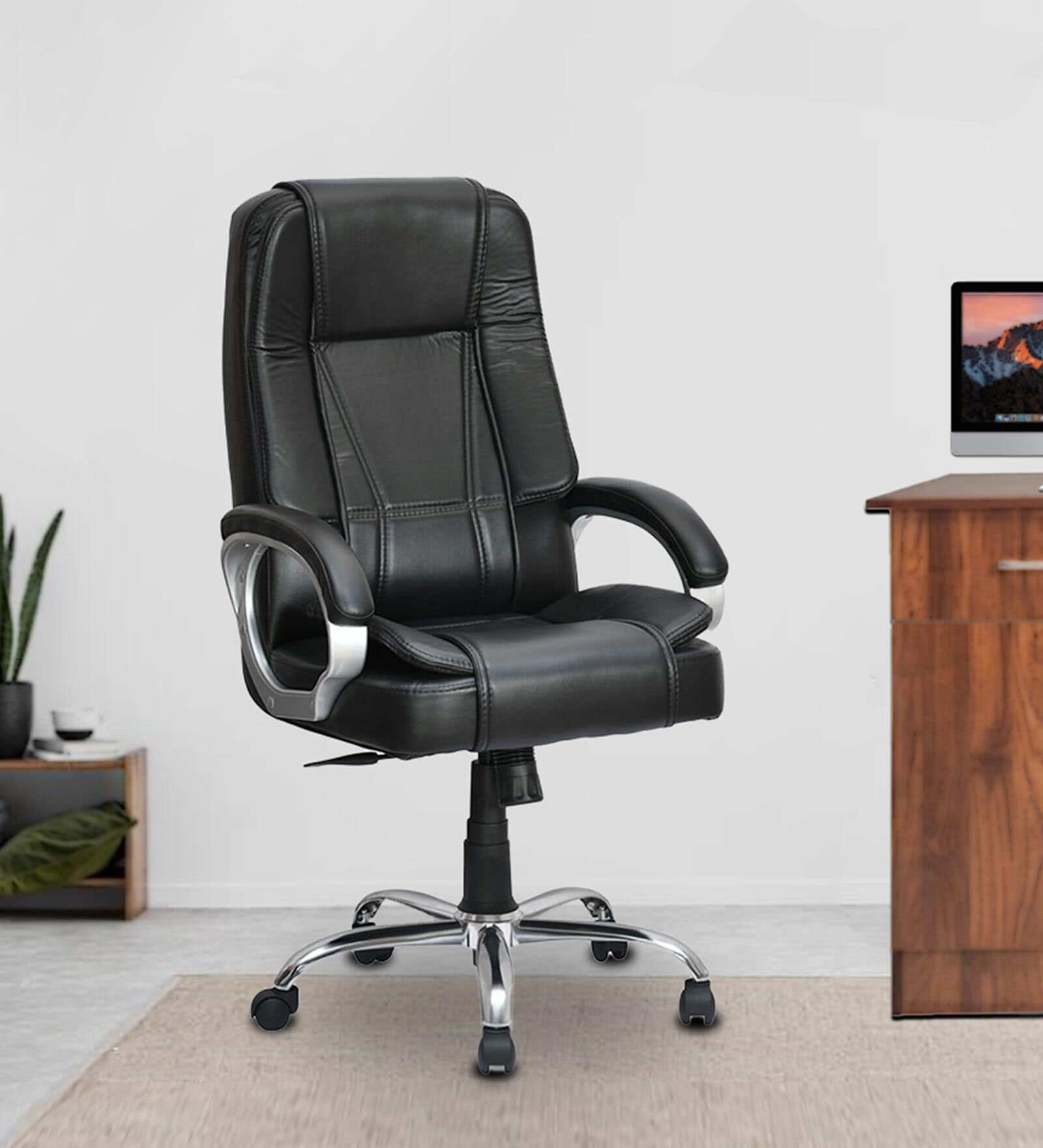 Kyoto Leatherette High Back Executive Chair in Black Colour