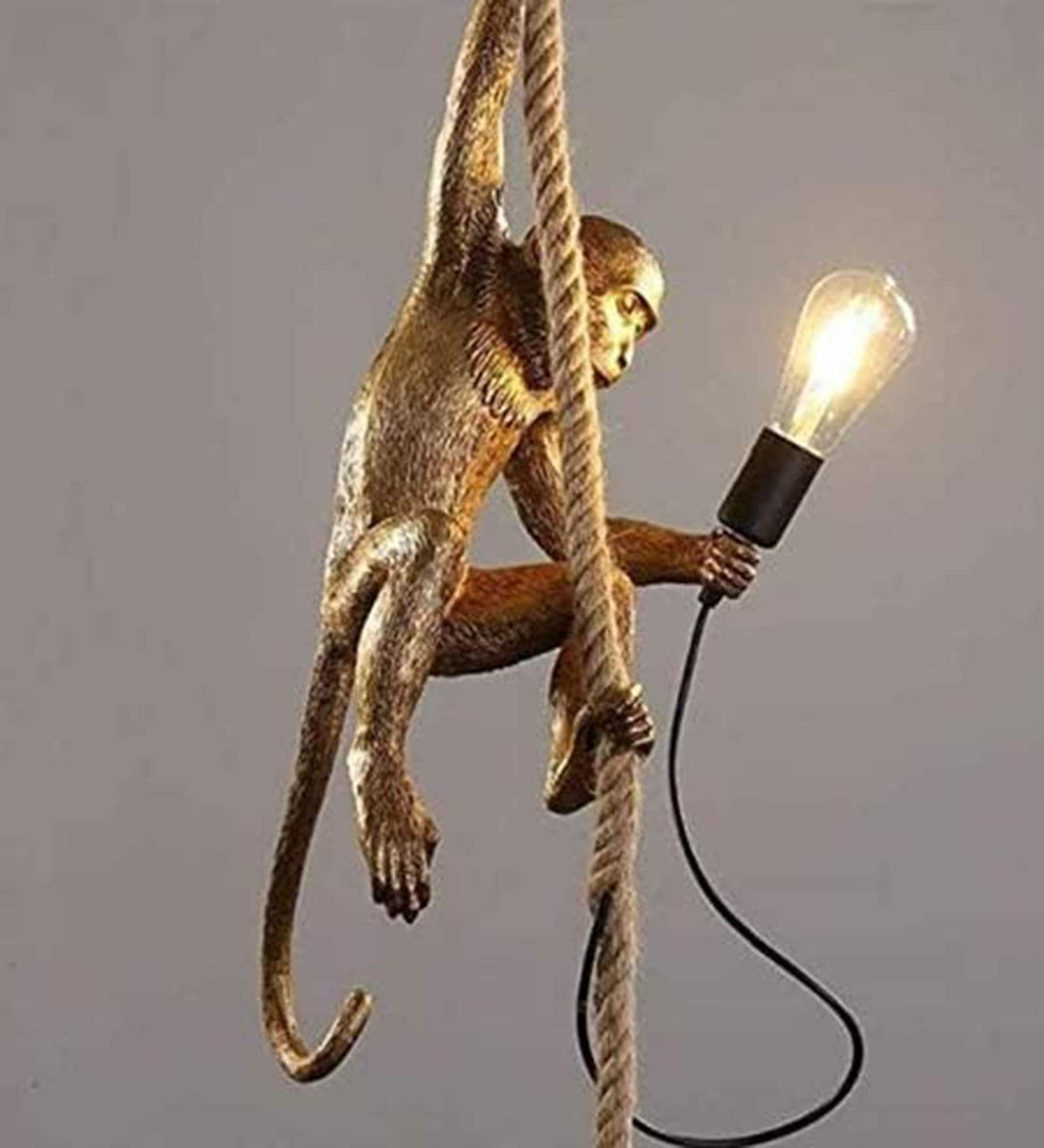 Kyoto Monkey Resin Pendant Ceiling Light E27 Black