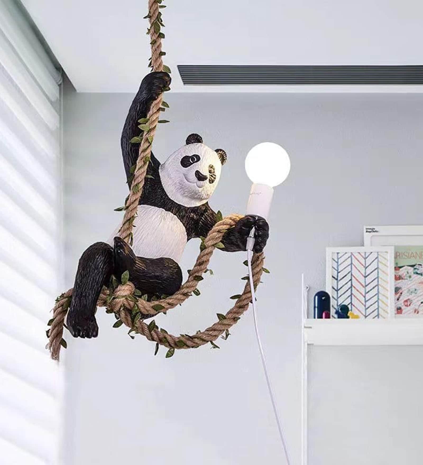 Kyoto Panda Swing Resin Pendant Light E27 Single Bulb
