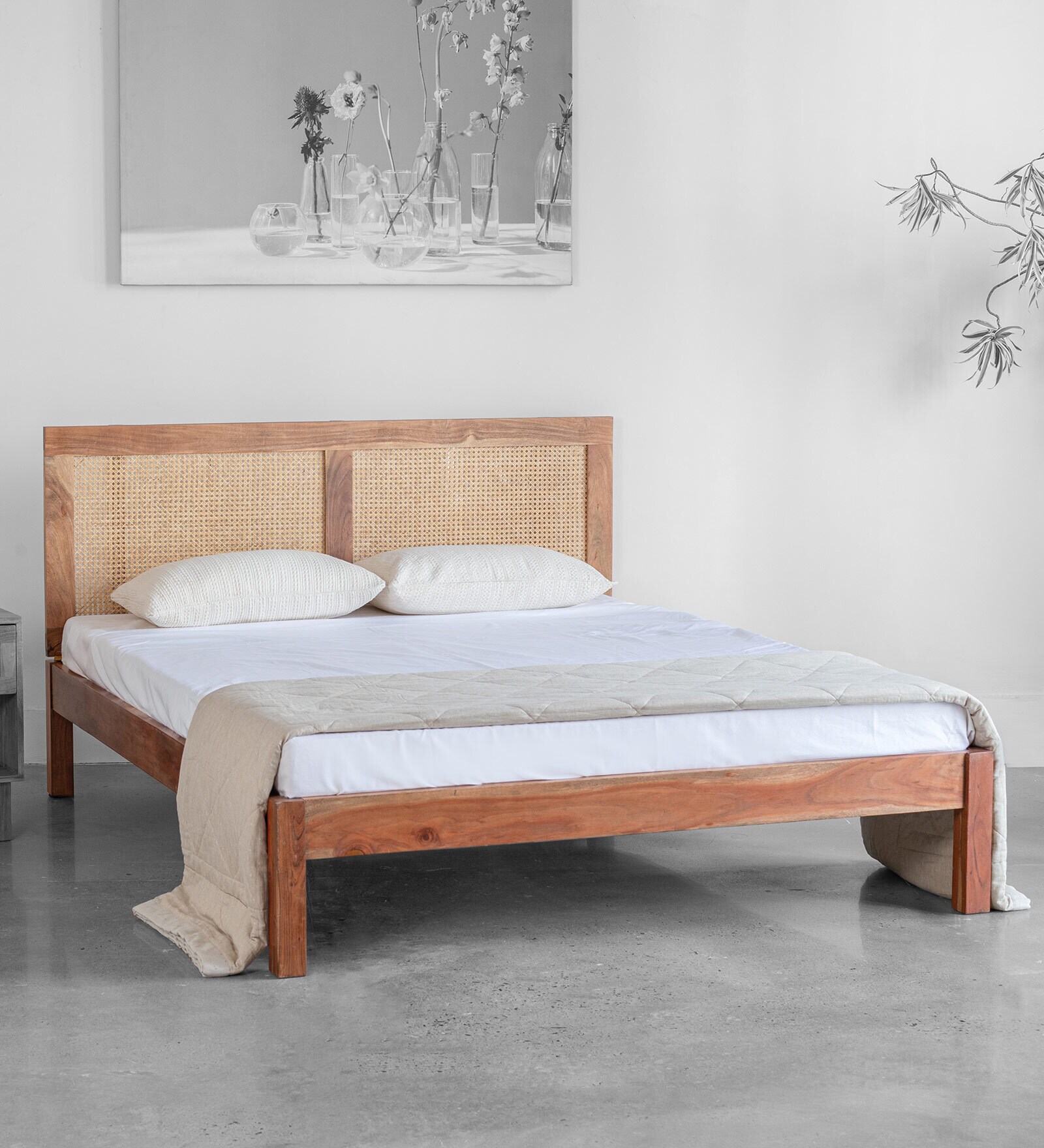 Kyoto Queen Size Bed In Natural Finish