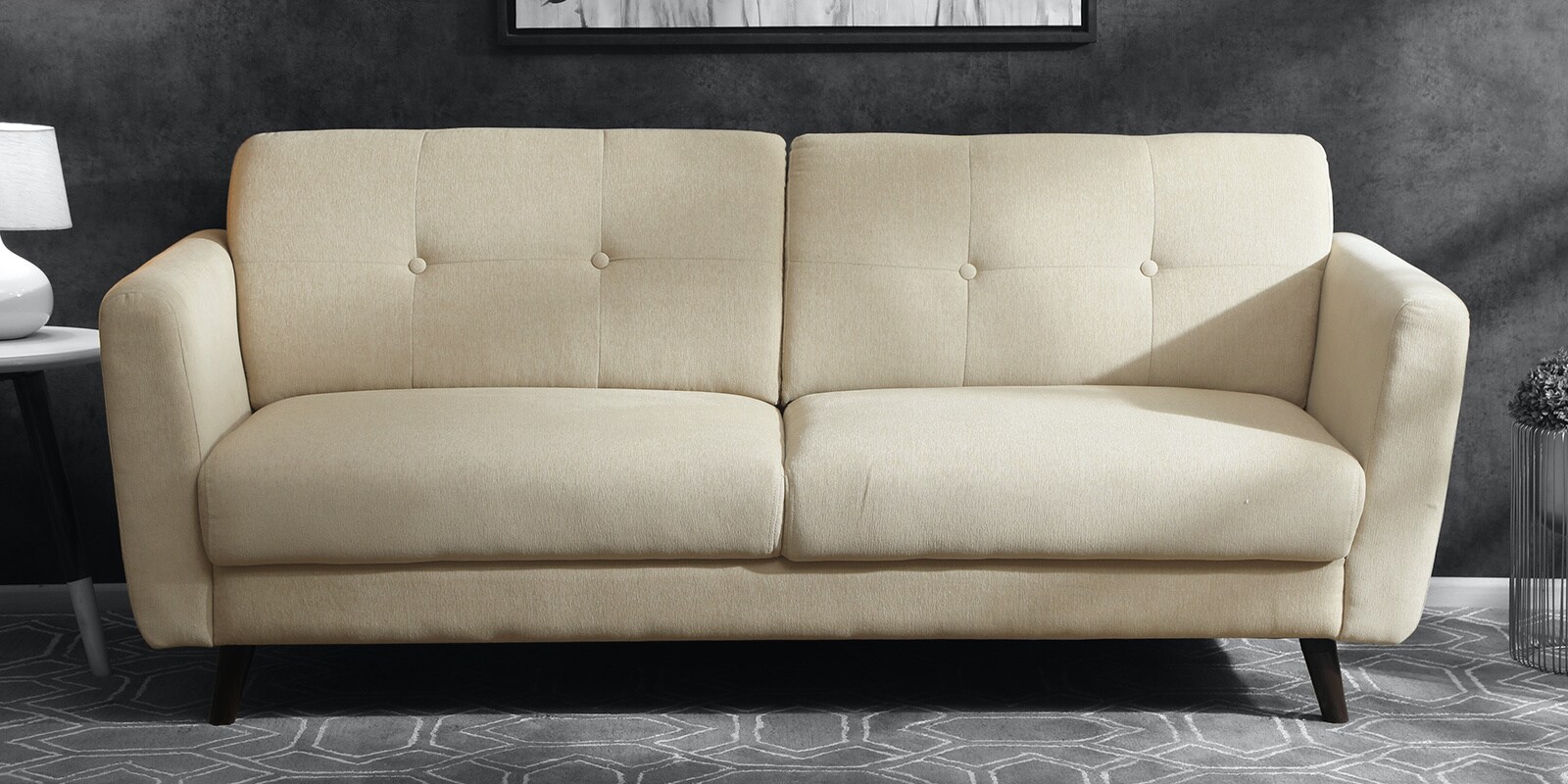 Kylie Fabric 3 Seater Sofa In Beige Colour