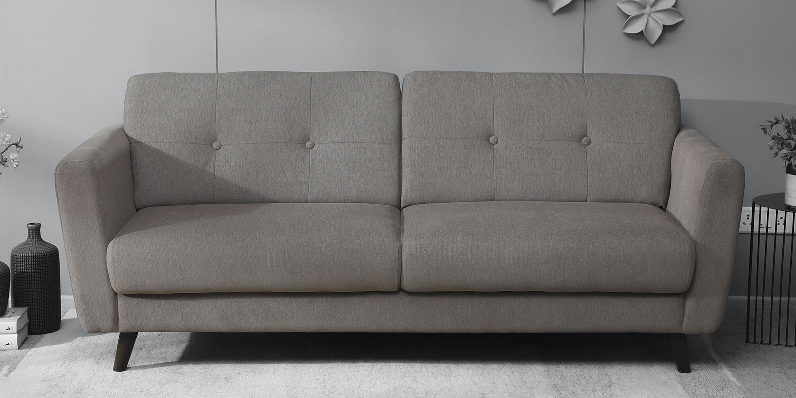 Kylie Fabric 3 Seater Sofa In Sandy Brown Colour