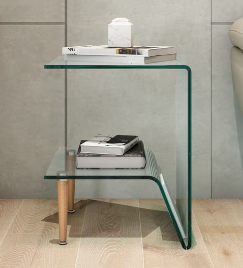 Kyle Glass End Table In Durian Finish