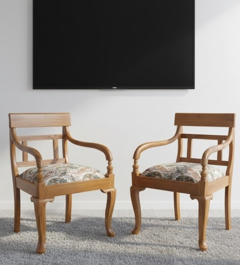 Kyoto Teak Wood Arm Chair In Teak Finish