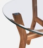 Kylie Acacia Wood 4 Seater  Round Dining Set with glass top In Natural Finish