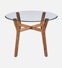 Kylie Acacia Wood 4 Seater  Round Dining Table with glass top In Natural Finish