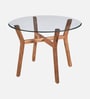 Kylie Acacia Wood 4 Seater  Round Dining Table with glass top In Natural Finish