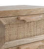 Kyraa Solid Wood & Cane Bedside Table In Natural Finish