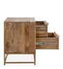 Kyraa Solid Wood & Cane Bedside Table In Natural Finish