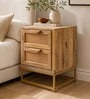 Kyraa Solid Wood & Cane Bedside Table In Natural Finish