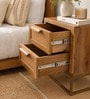 Kyraa Solid Wood & Cane Bedside Table In Natural Finish