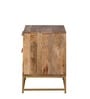 Kyraa Solid Wood & Cane Bedside Table In Natural Finish