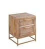 Kyraa Solid Wood & Cane Bedside Table In Natural Finish