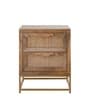 Kyraa Solid Wood & Cane Bedside Table In Natural Finish