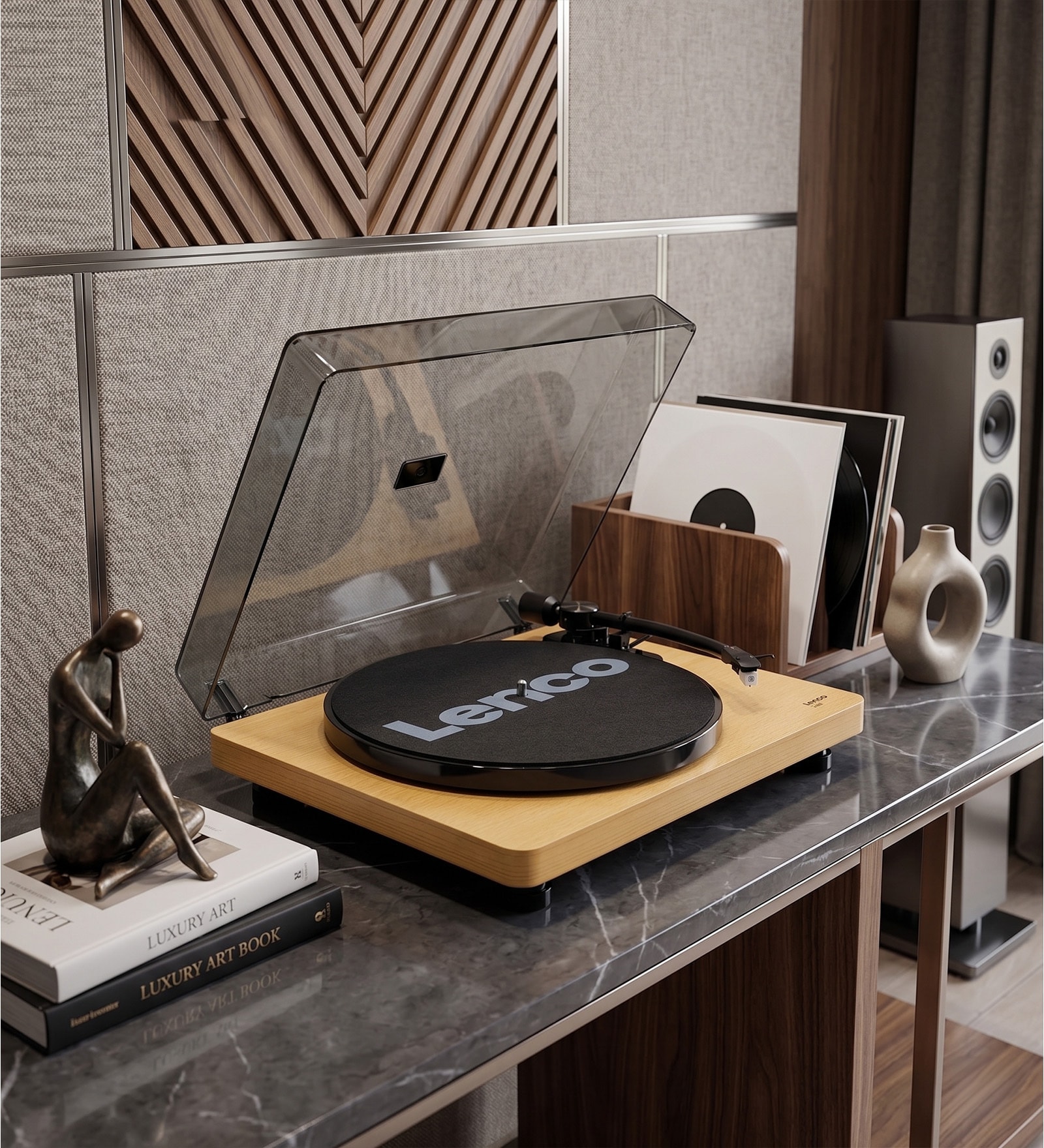 L-30 Vinyl Record Player Turntable with Bluetooth Wooden (33/45 RPM) Semi-Automatic Belt Drive USB/PC Encoding