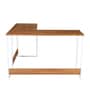 Jiro L Shape Study Table In Walnut Maple & White Finish Jiro L Shape Study Table In Walnut Maple & White Finish
