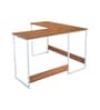 Jiro L Shape Study Table In Walnut Maple & White Finish Jiro L Shape Study Table In Walnut Maple & White Finish