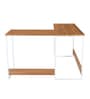 Jiro L Shape Study Table In Walnut Maple & White Finish Jiro L Shape Study Table In Walnut Maple & White Finish