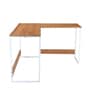 Jiro L Shape Study Table In Walnut Maple & White Finish Jiro L Shape Study Table In Walnut Maple & White Finish