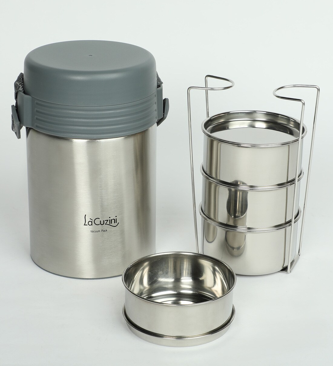 Buy Stainless Steel & Plastic 400 ML Tiffin box Set Of 4 by Lacuzini