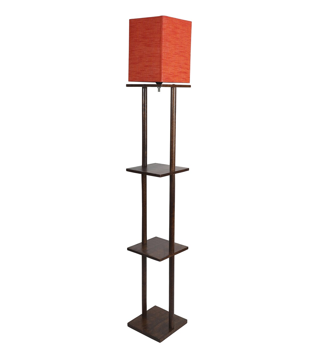 Buy Ladder Lamp In Solid Wood Walnut Polish With Red Shade By Sanded
