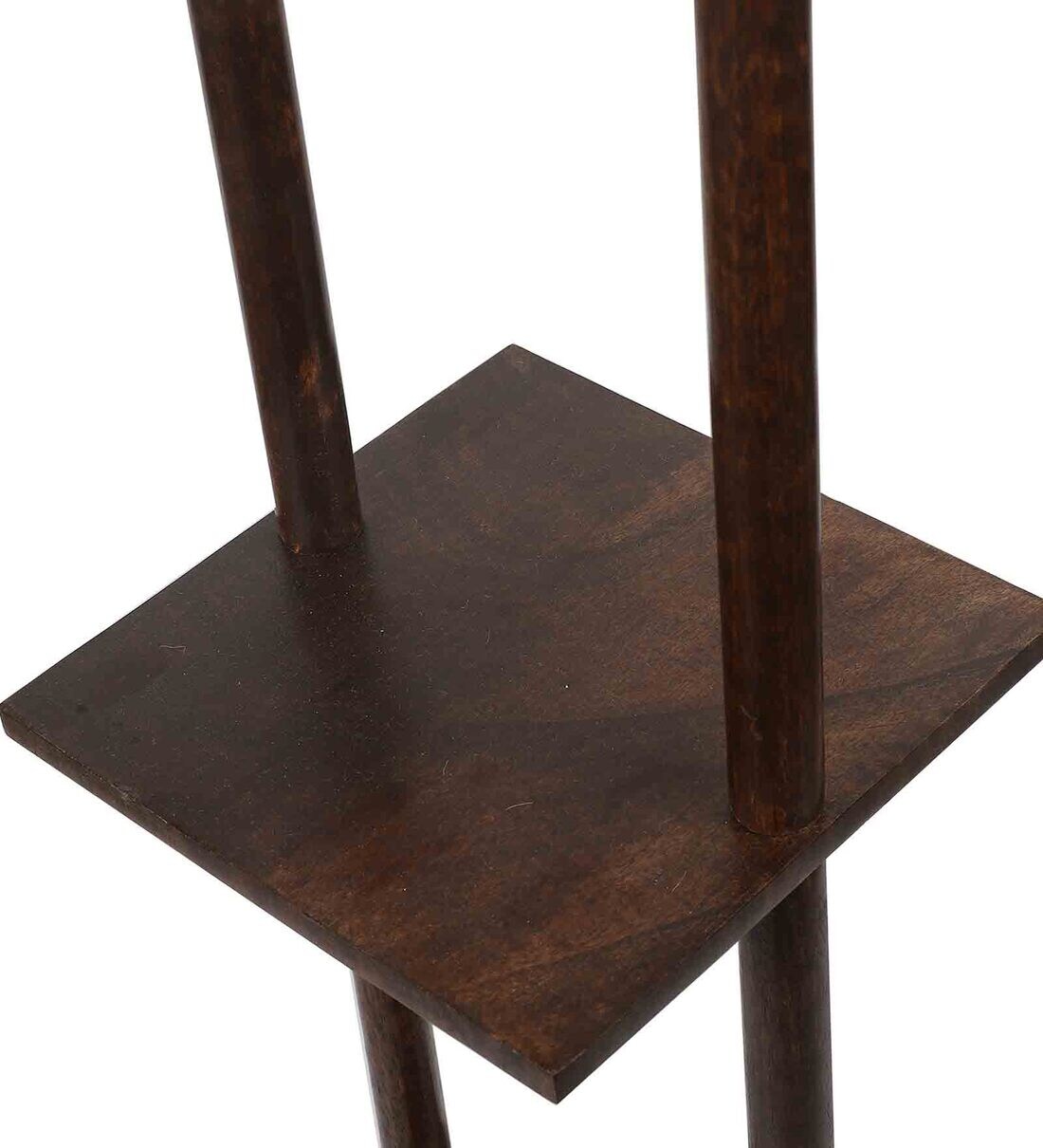 Buy Ladder Lamp In Solid Wood Walnut Polish With Red Shade By Sanded