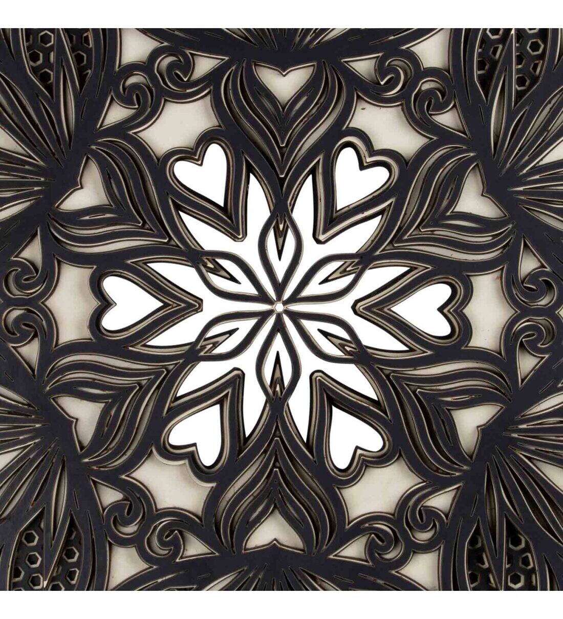 Buy Land of Lotus Pinewood Wall Mural in Black by Wooden Art Studio Online Wooden Wall Art