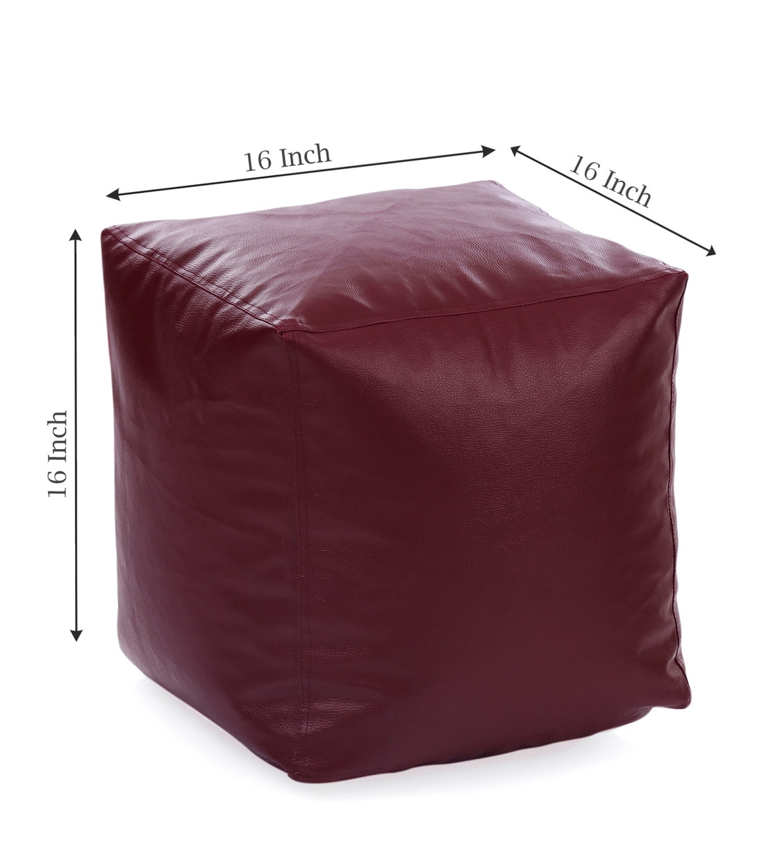 Buy XL Size Square Bean Bag Pouffe Cover in Maroon Colour by Style