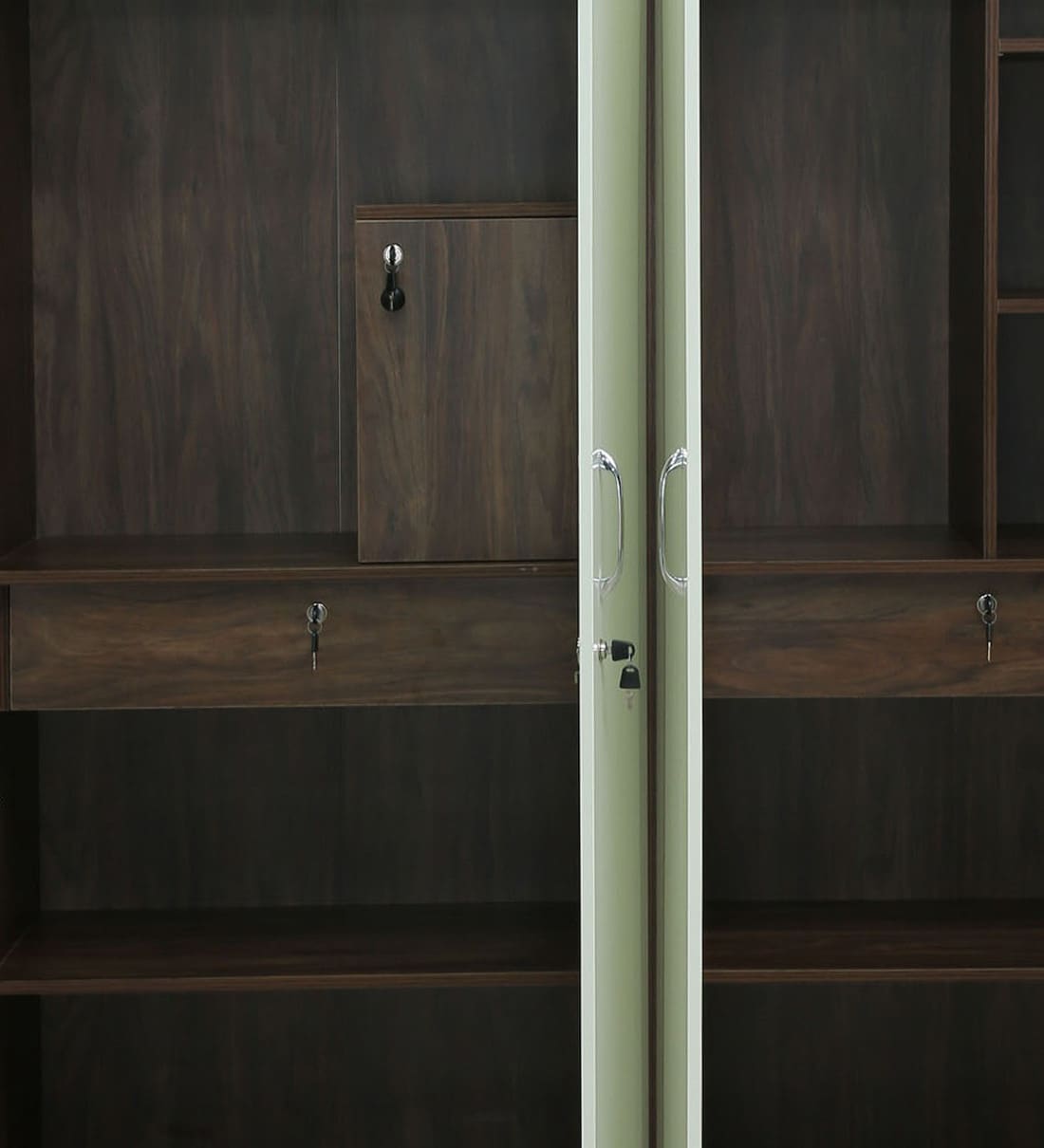 Buy Larry 4 Door Wardrobe In High Gloss White And Wenge Finish at 13% OFF  by Casacraft from Pepperfry