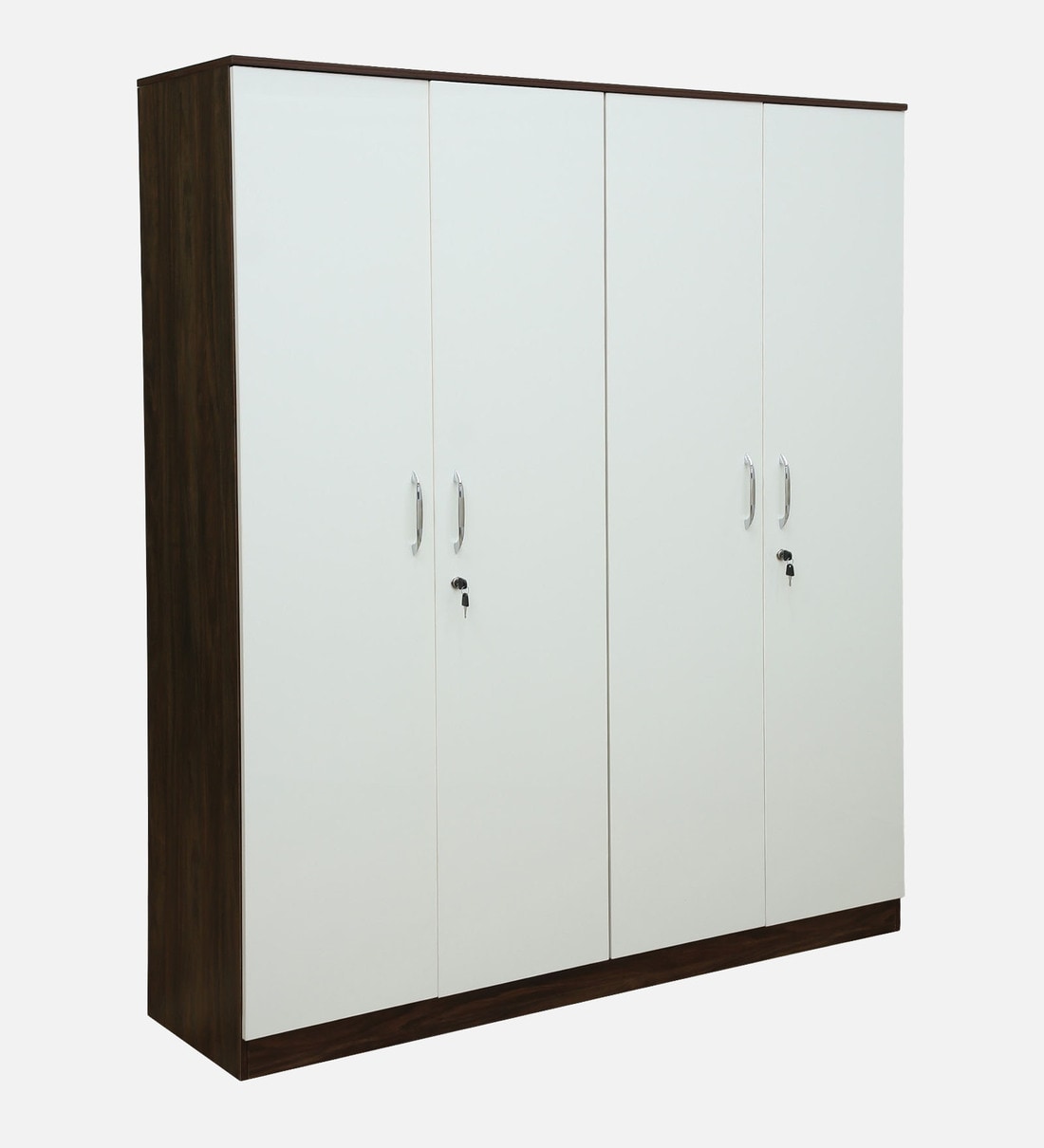 Larry 4 Door Wardrobe In High Gloss White And Wenge Finish