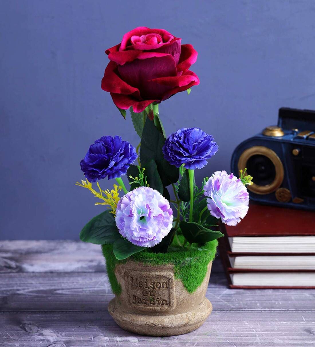 Buy Laura Purple Colour Resin Artificial Flower Pot by A Vintage Affair