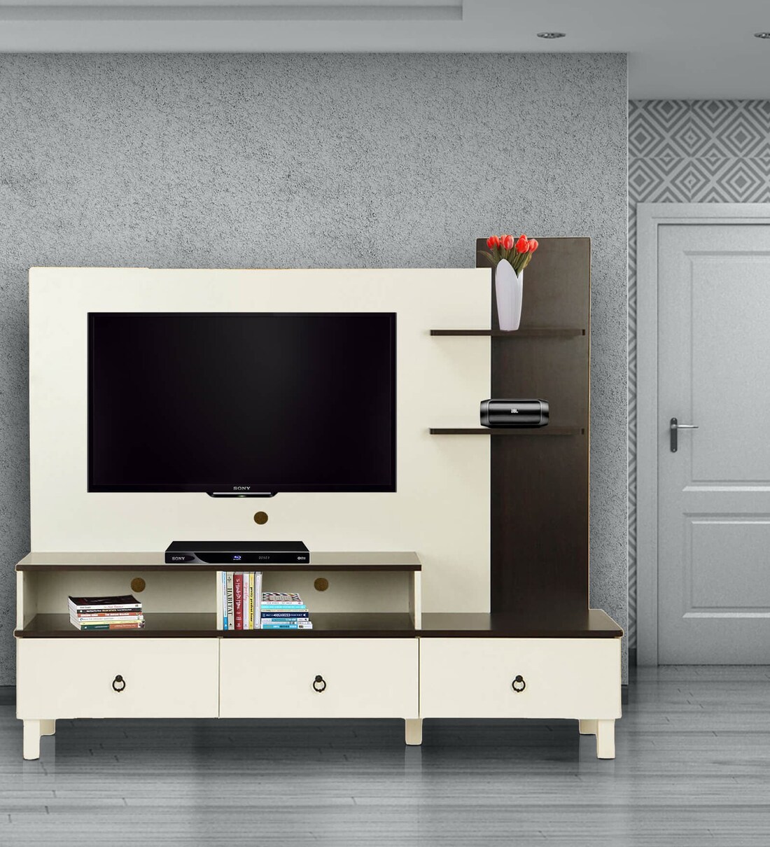 Buy Lauren TV Unit for TVs upto 43 Inches in White & Wenge Finish by