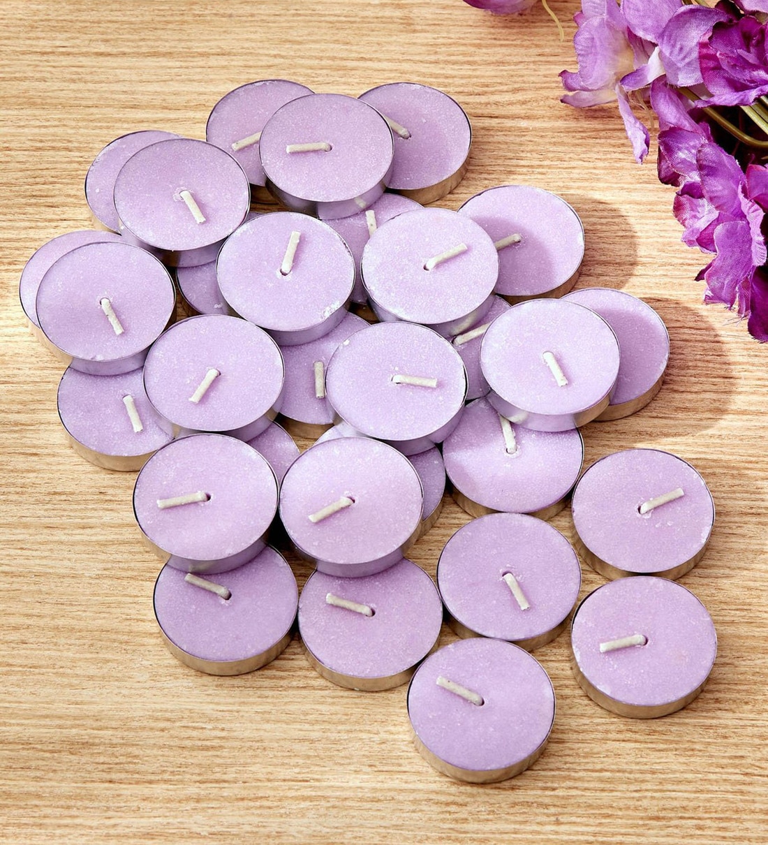 Lavender Scented Set Of 50 Blended Wax Purple Color Tealight Candles