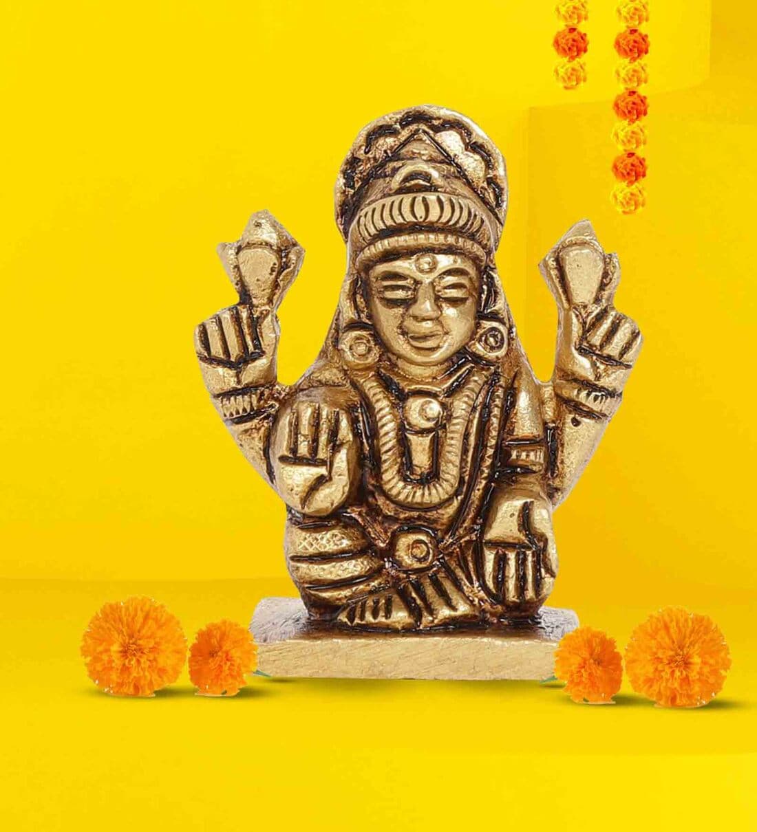 Buy Laxmi Gold & Yellow Brass Idol at 33% OFF by 10Club | Pepperfry