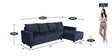 Laura Fabric LHS Sectional Sofa in Navy Blue Colour