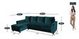 Laura Velvet RHS Sectional Sofa in Teal Blue Colour