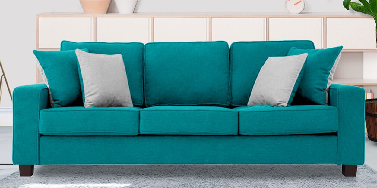 Buy Ladybug Fabric 3 Seater Sofa in Sea Green Colour by Febonic Online