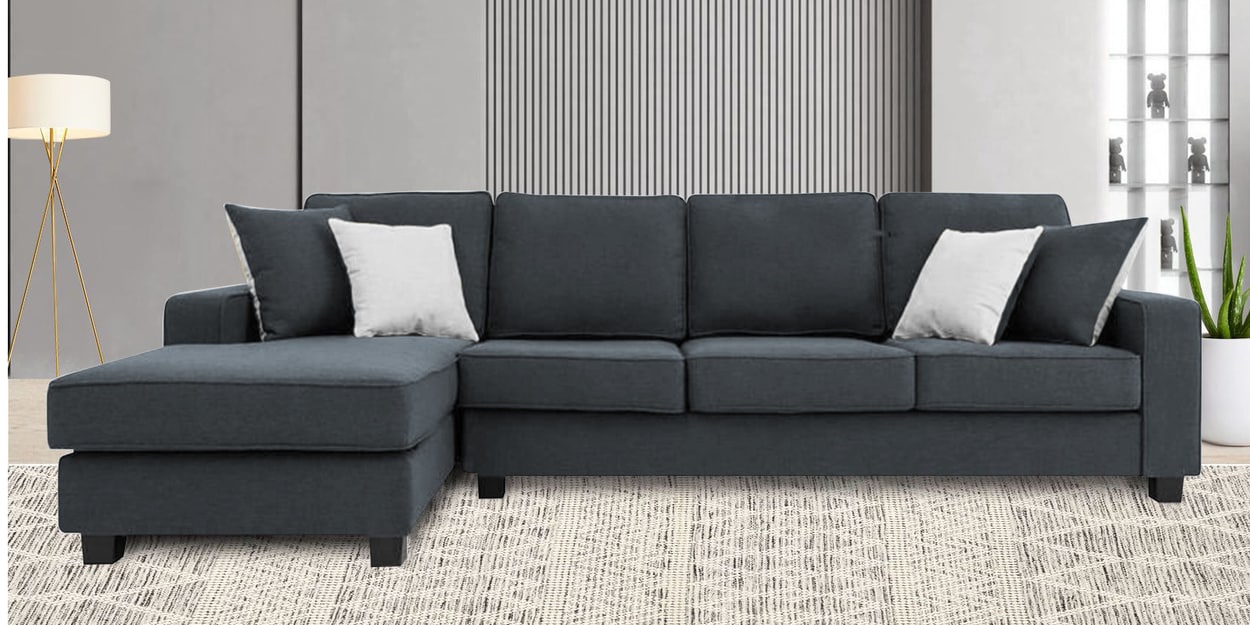 Buy Ladybug Fabric RHS Sectional Sofa in Charcoal Grey Colour at 52% ...