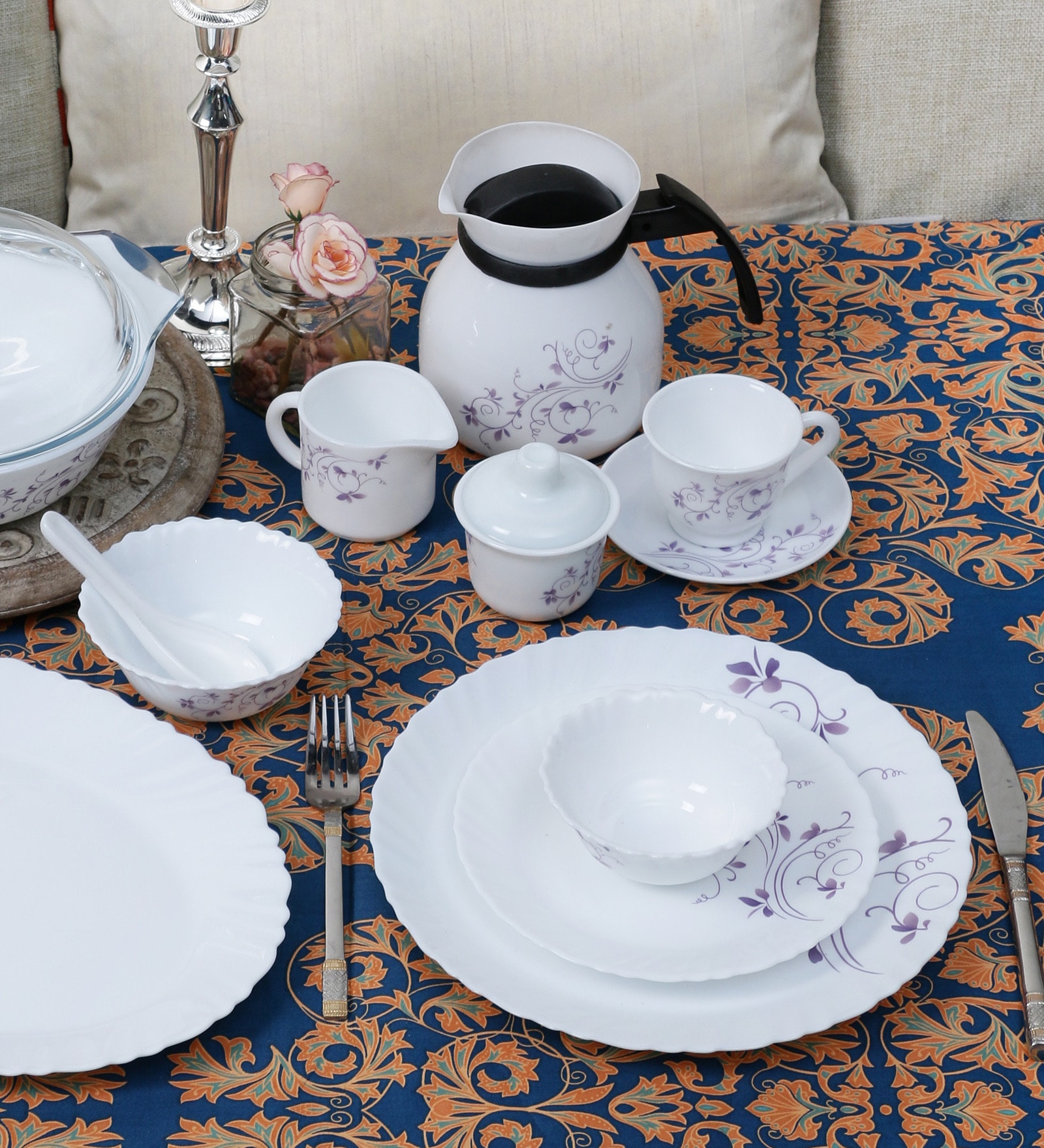 Buy Diva Dazzle Purple Opal Ware 64Piece Dinner Set by La Opala Online