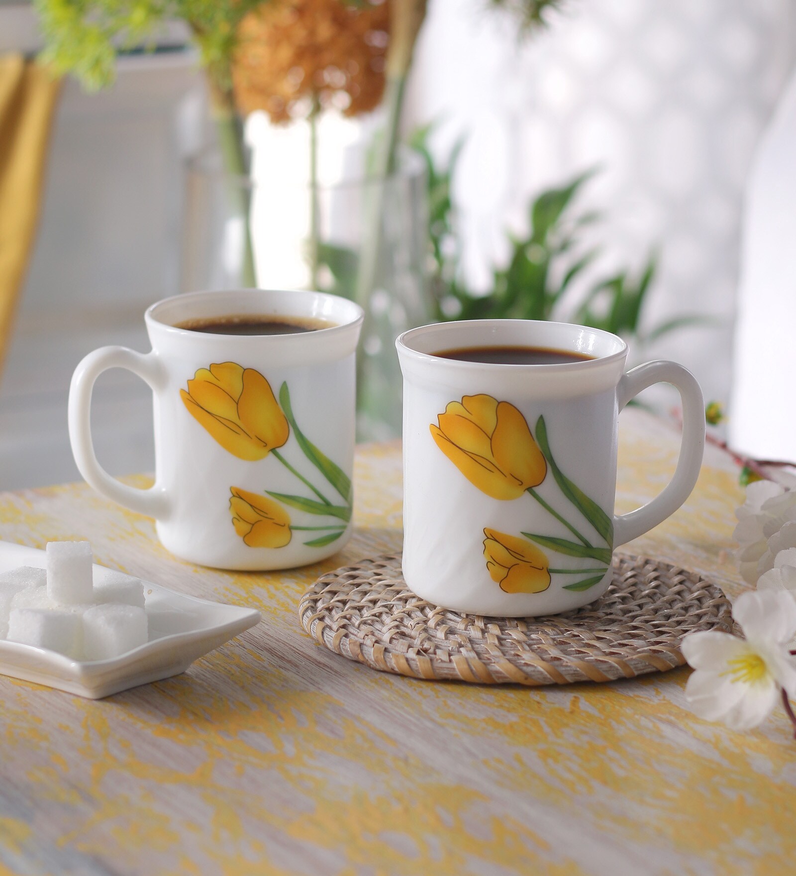 Buy La Opala Flaire Tulip Passion Opal Ware 260 ML Coffee Mug Set Of