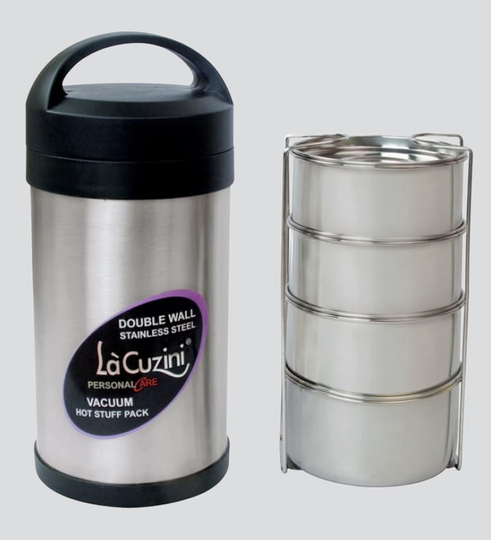 Buy Stainless Steel & Plastic 400 ML Tiffin box Set Of 4 by Lacuzini