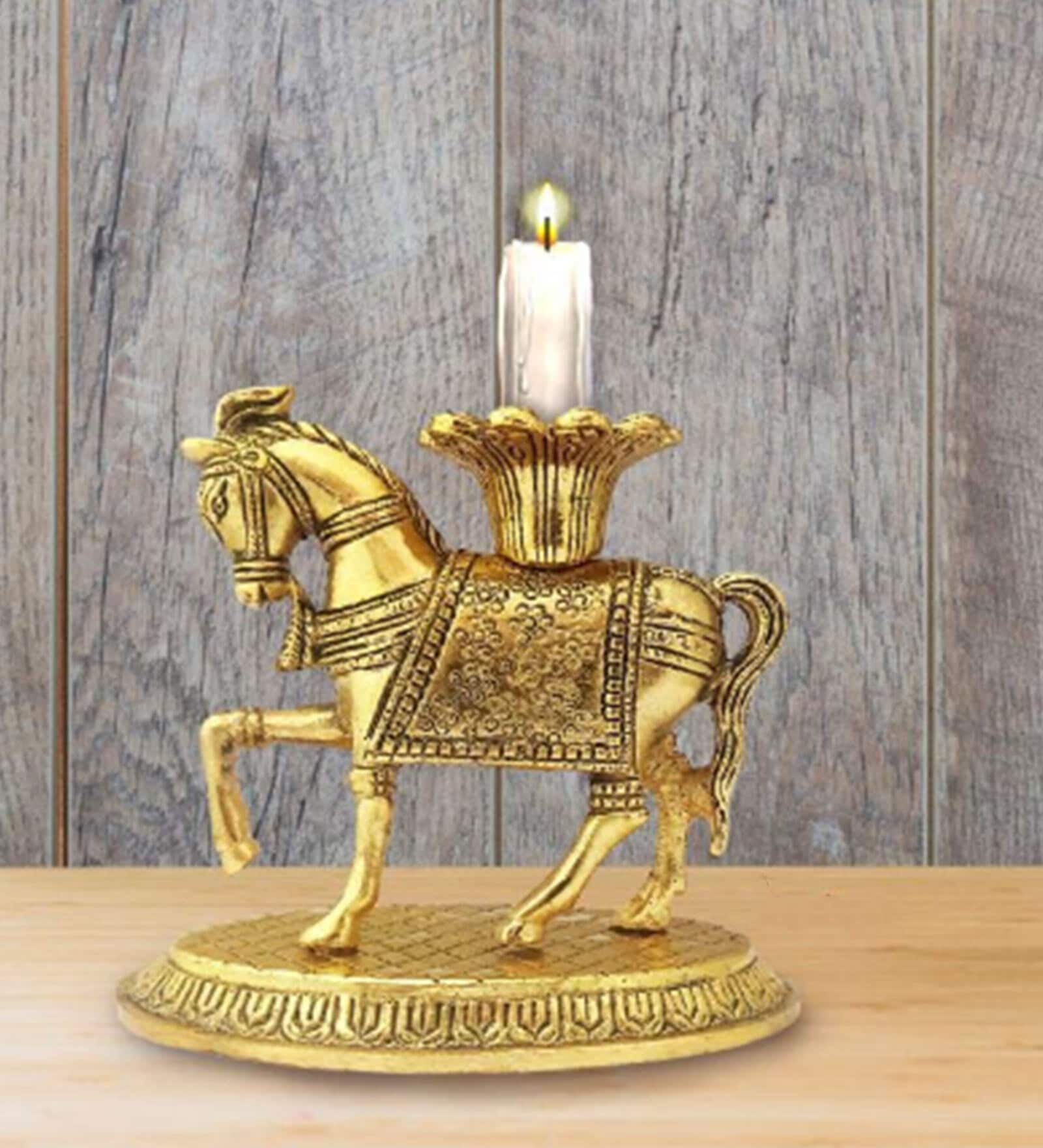 Fengshui Horse 10cm Metal Candle Holder Stand