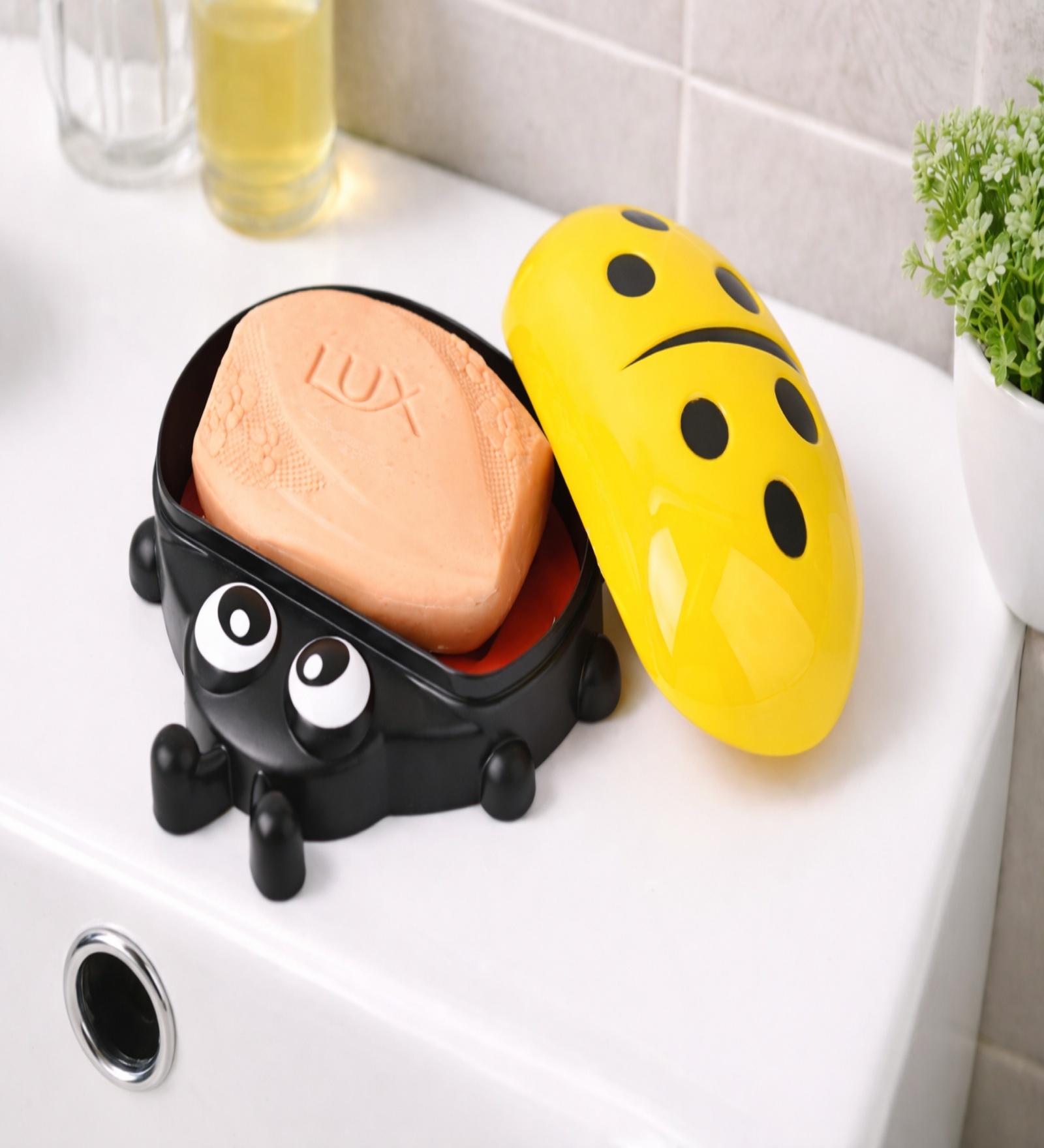 Yellow Ladybug Design Soap Box with LID