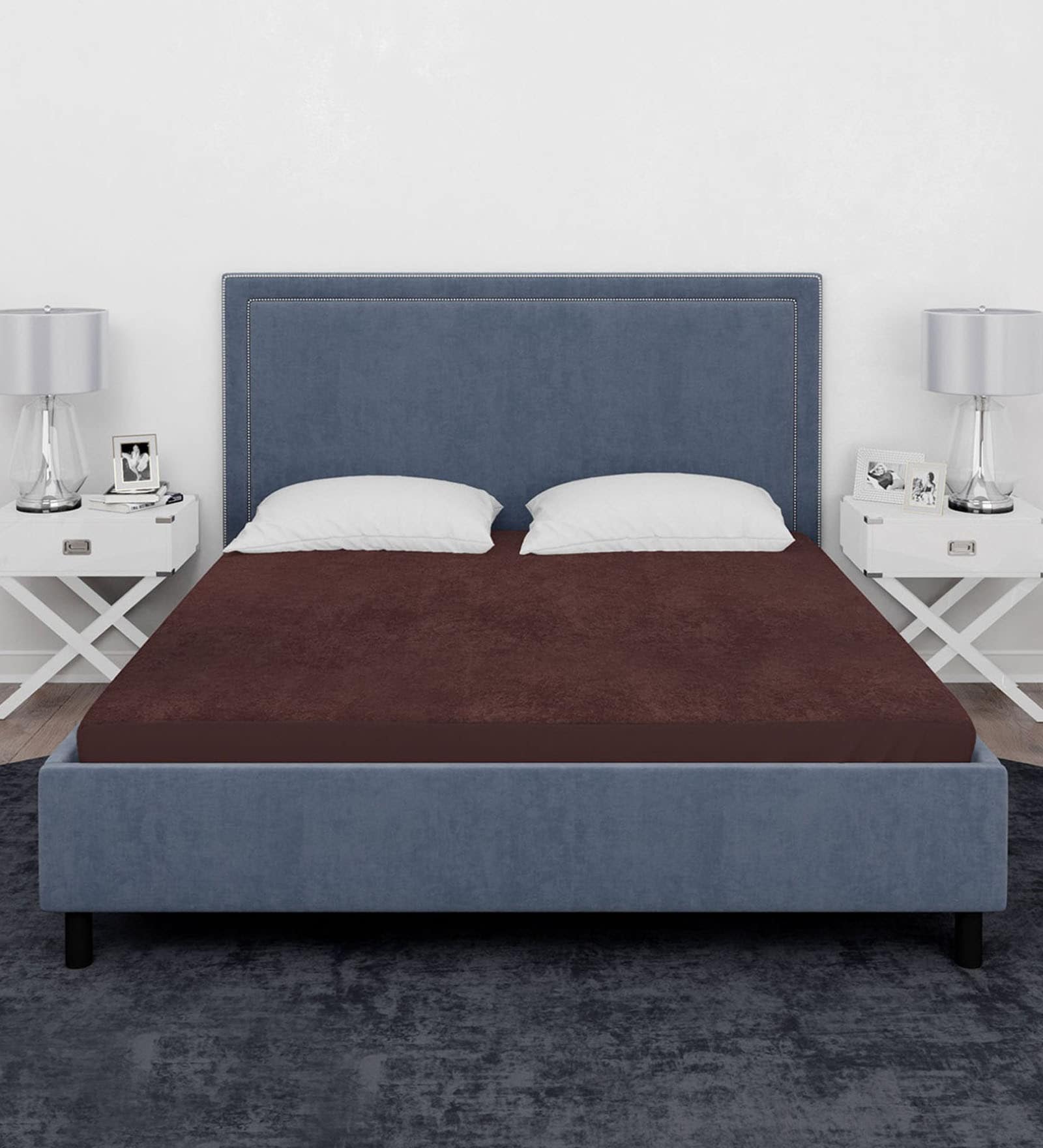 Laika (75X72) Terry Cotton King Size Mattress Protector in Brown Colour