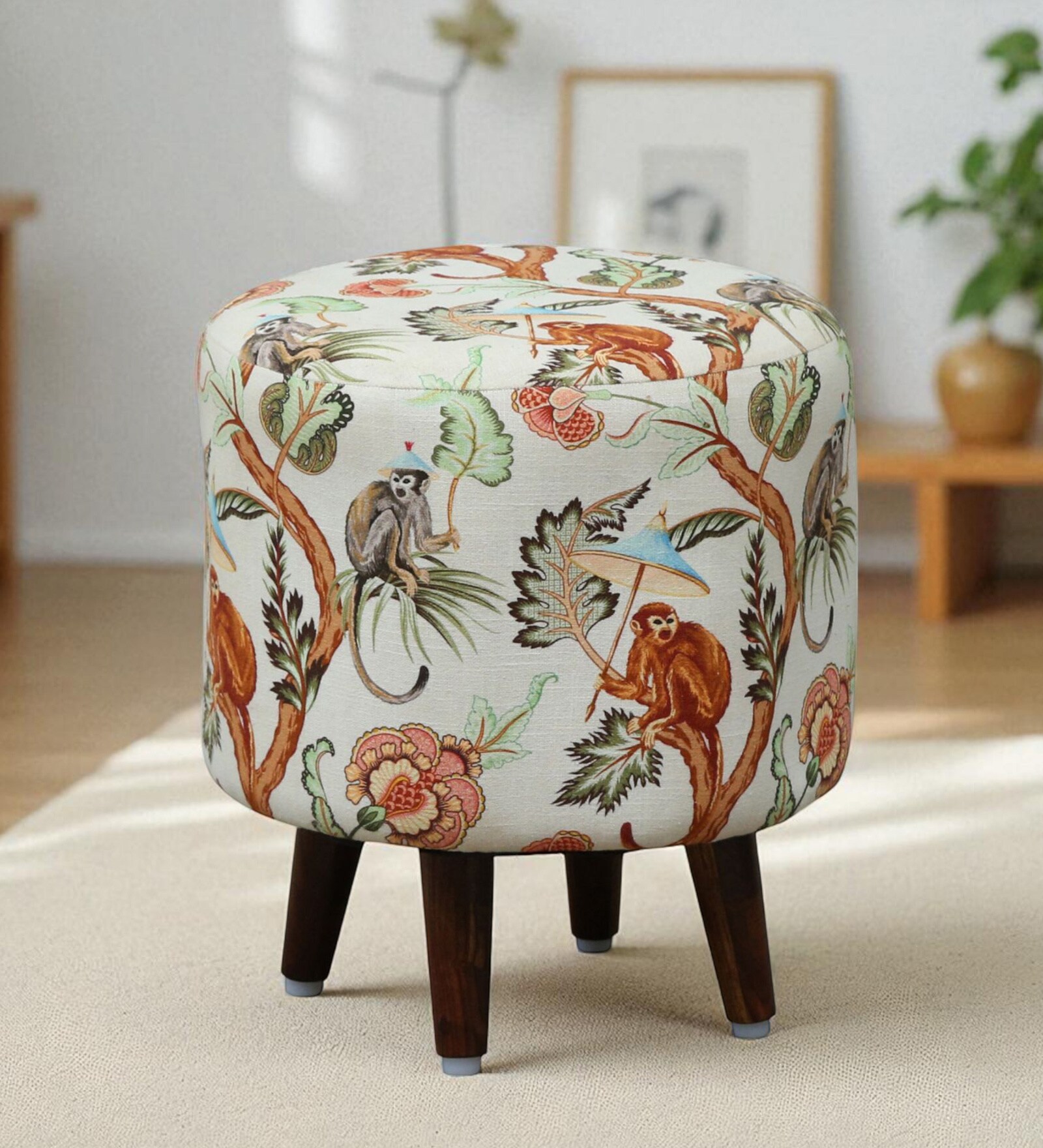 Lajuana Fabric Seating Stool In Multicolor