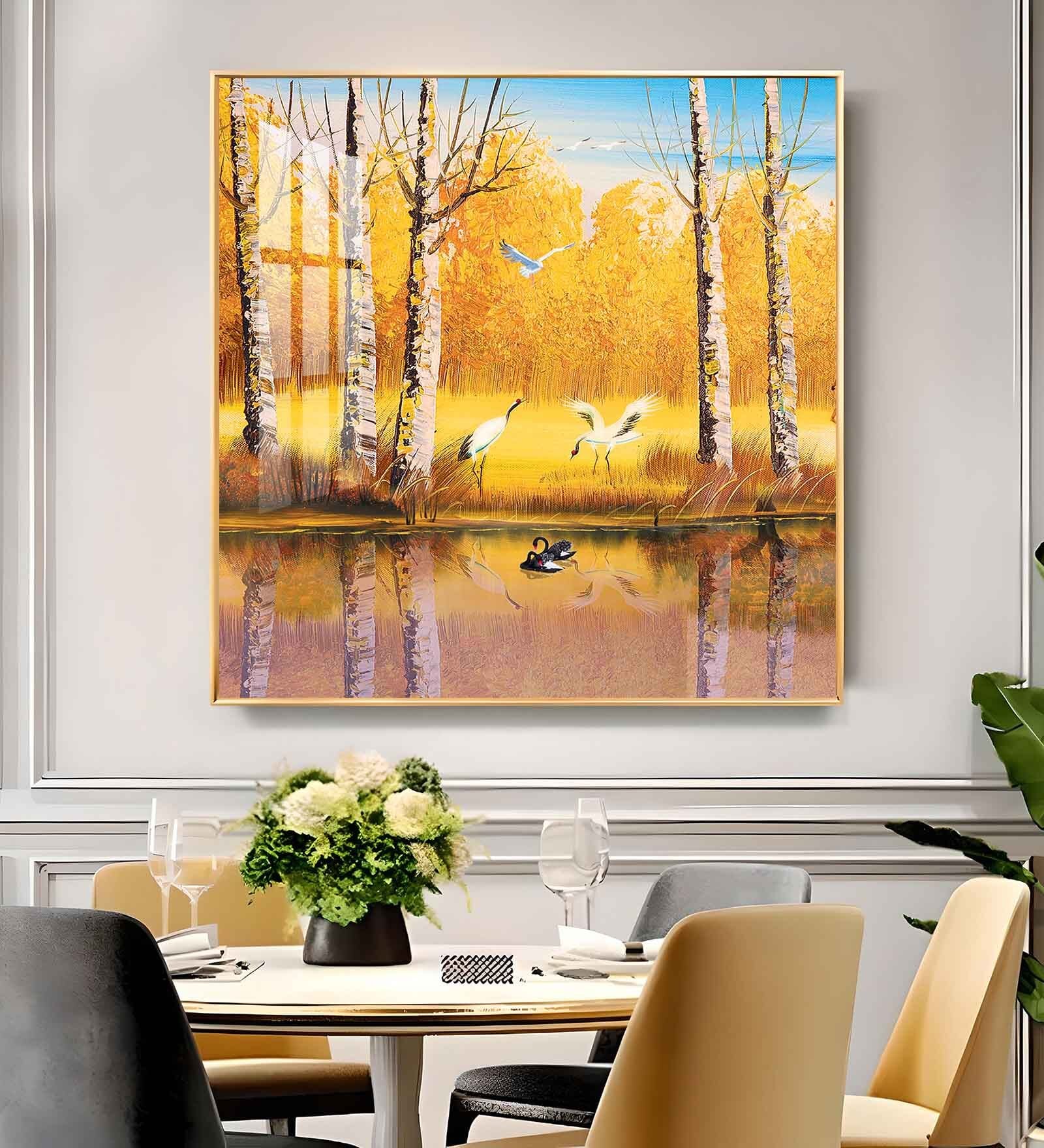 Lakeside Harmony Glass Finish Square Wall Art