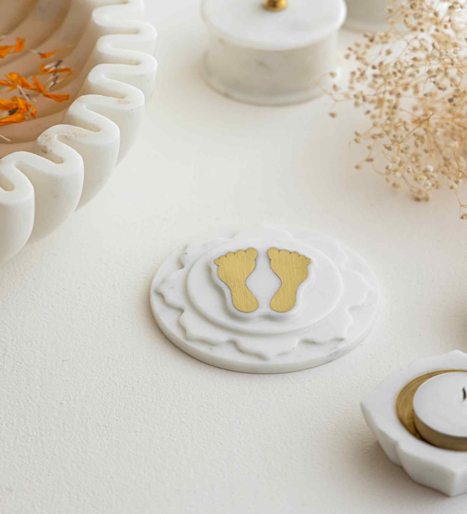 Brass Marble Lakshmi Footprint